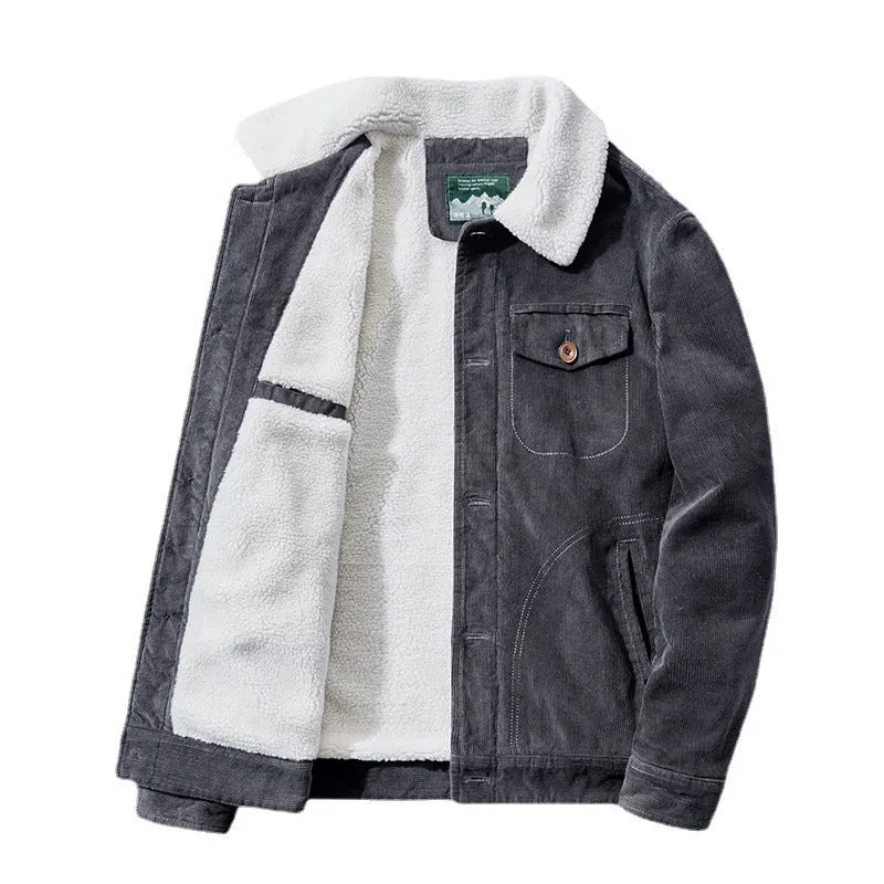 Herren Cord-Blouson mit durchgehendem Sherpa-Futter und Brustpattentasche Nord Taschen
