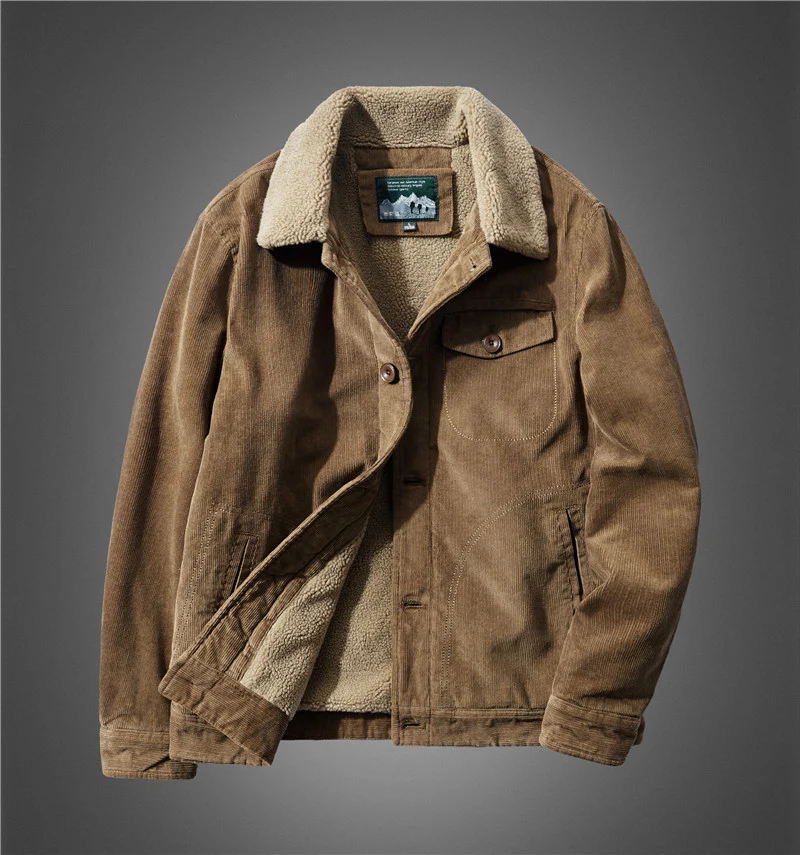 Herren Cord-Blouson mit durchgehendem Sherpa-Futter und Brustpattentasche Nord Taschen