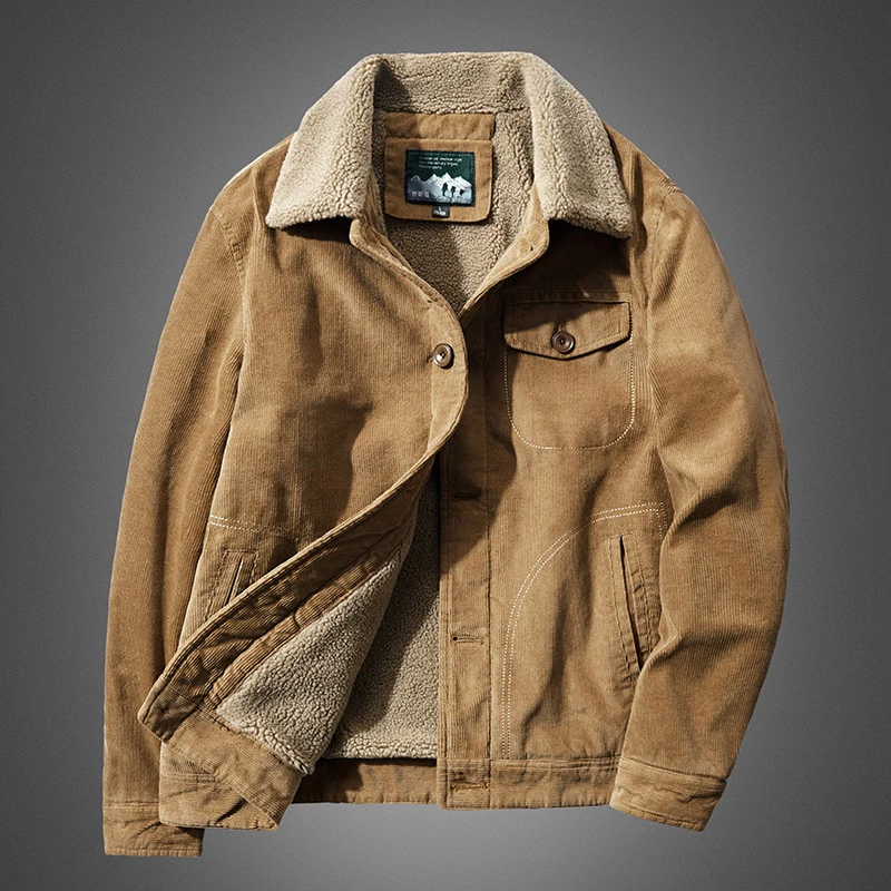 Herren Cord-Blouson mit durchgehendem Sherpa-Futter und Brustpattentasche Nord Taschen