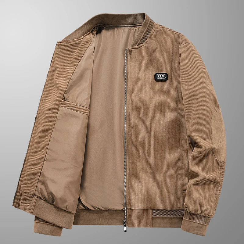 Herren Cord-Blouson im Bomberstil mit Ellbogenpatches und verdeckter Innentasche Nord Taschen