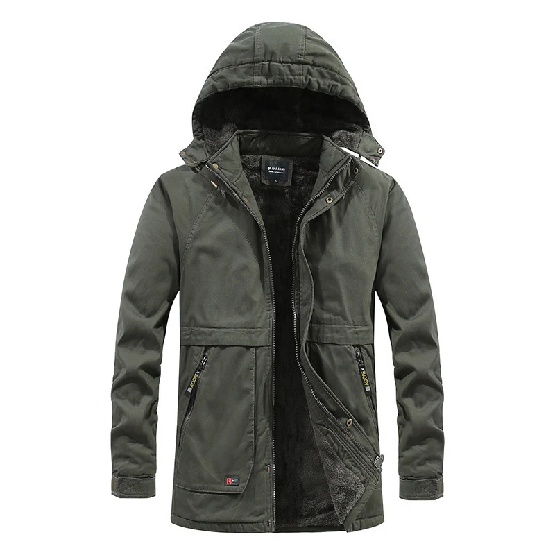 Herren City-Parka im Canvas-Look mit wärmender Teddyfleece‑Fütterung und Kapuze Nord Taschen
