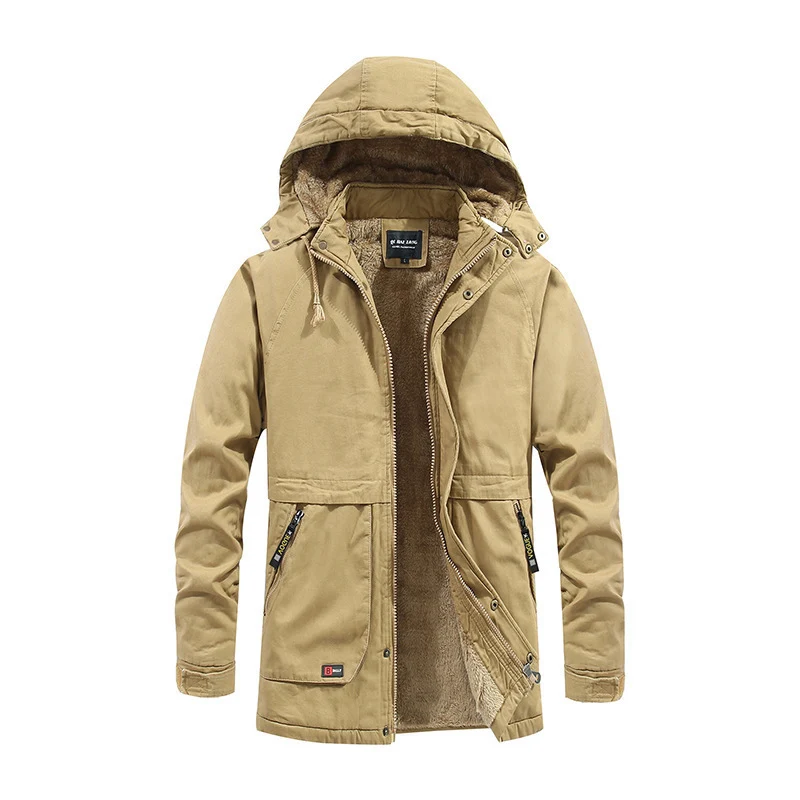 Herren City-Parka im Canvas-Look mit wärmender Teddyfleece‑Fütterung und Kapuze Nord Taschen