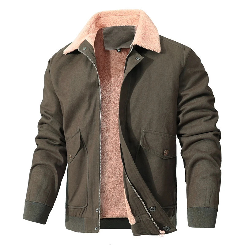 Herren Casual‑Worker Blouson aus Canvas mit wärmender Teddyfleece‑Innenlage und verdecktem Frontreißverschluss Nord Taschen