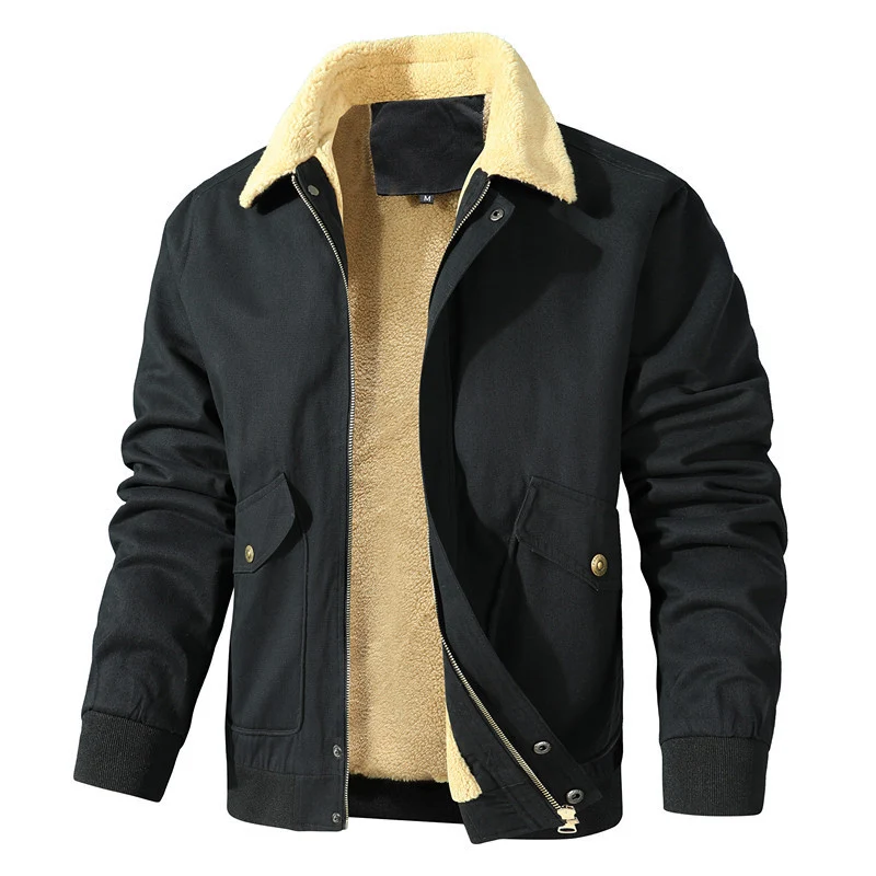 Herren Casual‑Worker Blouson aus Canvas mit wärmender Teddyfleece‑Innenlage und verdecktem Frontreißverschluss Nord Taschen