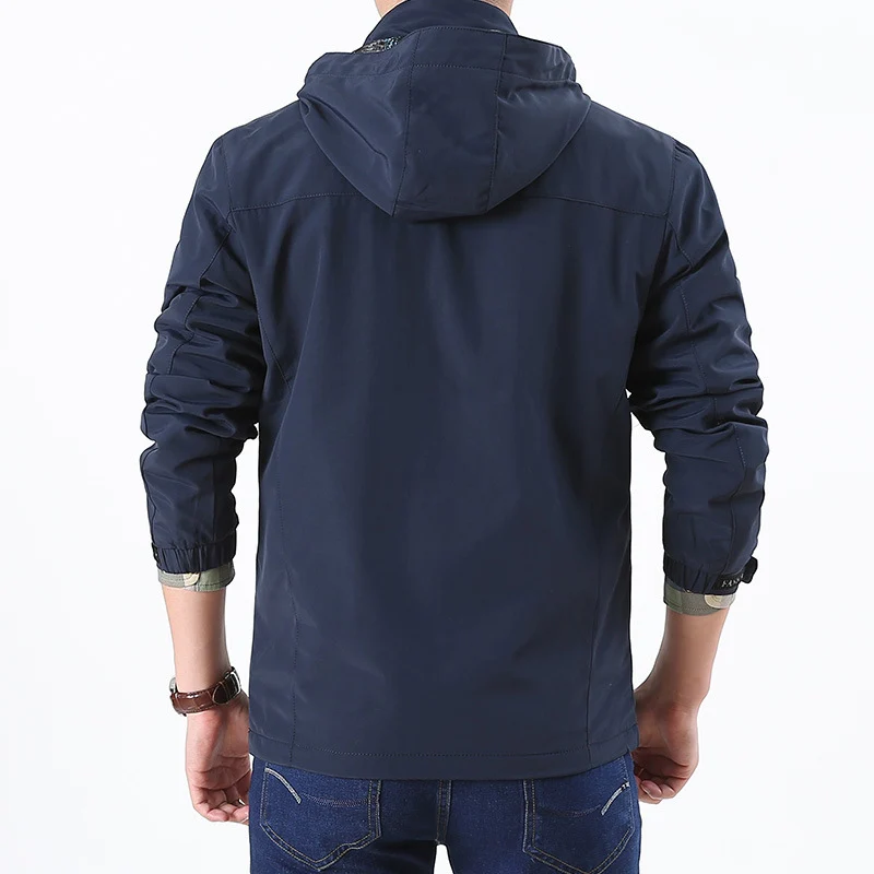 Herren leichte wasserabweisende Softshell-Kapuzenjacke mit Reißverschlusstaschen und Ärmeldetail Nord Taschen