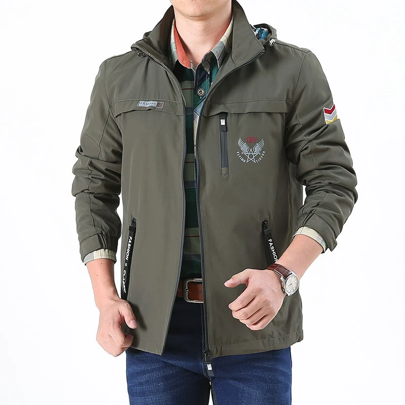 Herren leichte wasserabweisende Softshell-Kapuzenjacke mit Reißverschlusstaschen und Ärmeldetail Nord Taschen