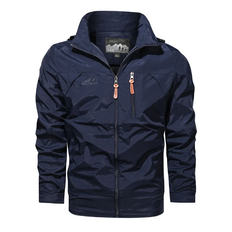 Herren leichte wasserabweisende Nylon-Bomberjacke mit Stehkragen und Reißverschlusstaschen Nord Taschen