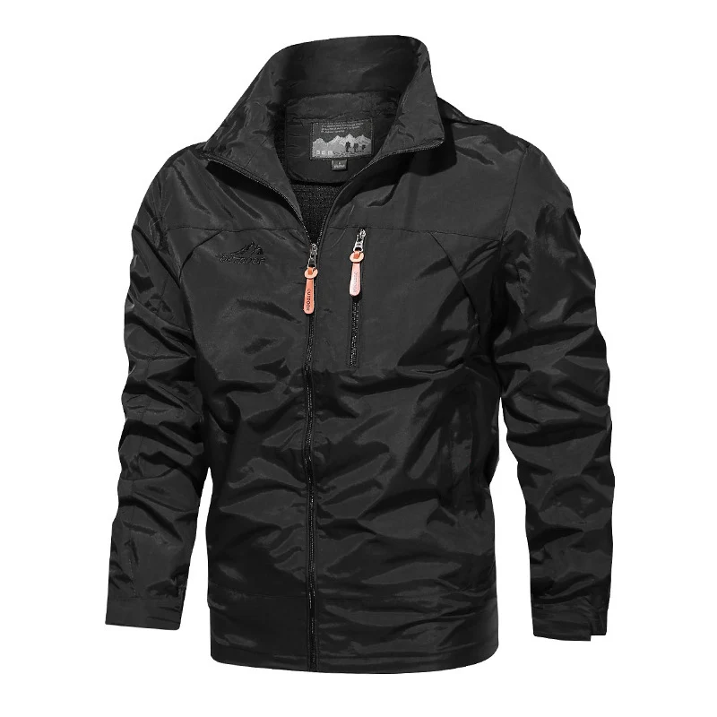 Herren leichte wasserabweisende Nylon-Bomberjacke mit Stehkragen und Reißverschlusstaschen Nord Taschen