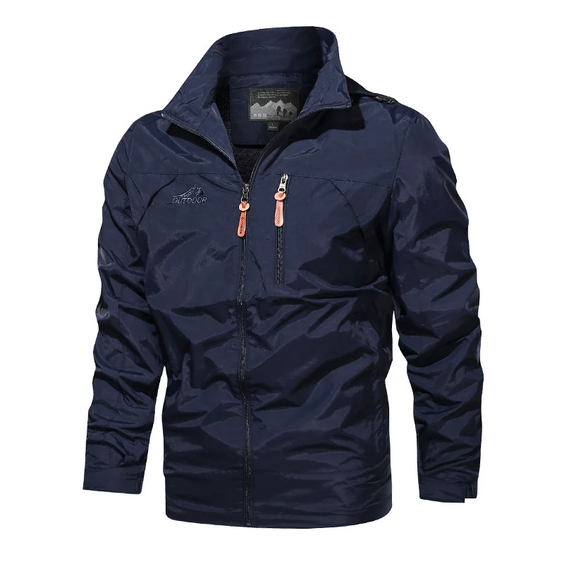 Herren leichte wasserabweisende Nylon-Bomberjacke mit Stehkragen und Reißverschlusstaschen Nord Taschen