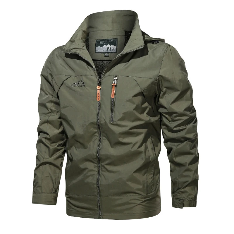 Herren leichte wasserabweisende Nylon-Bomberjacke mit Stehkragen und Reißverschlusstaschen Nord Taschen