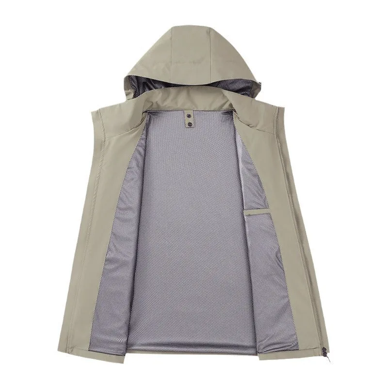 Herren leichte wasserabweisende Fieldjacke mit Kapuze und Multifachtaschen Nord Taschen