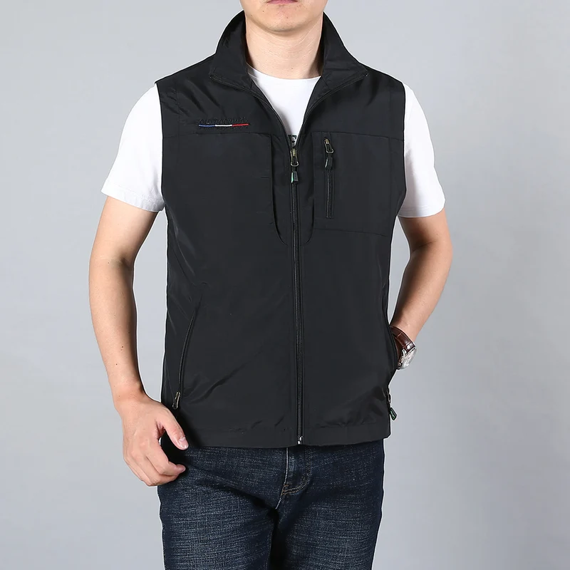 Herren Leichte Utility-Weste mit Reißverschlusstaschen und Stehkragen Nord Taschen