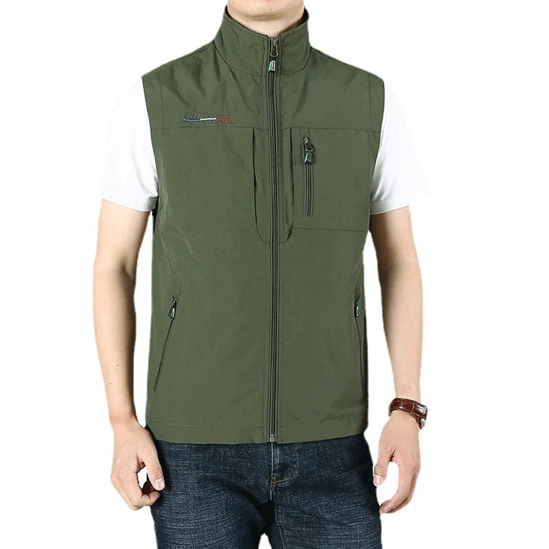 Herren Leichte Utility-Weste mit Reißverschlusstaschen und Stehkragen Nord Taschen