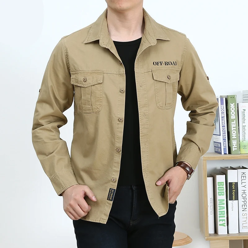 Herren Hemdjacke im Utility-Style mit Brustpattentaschen und Offroad-Stickerei Nord Taschen