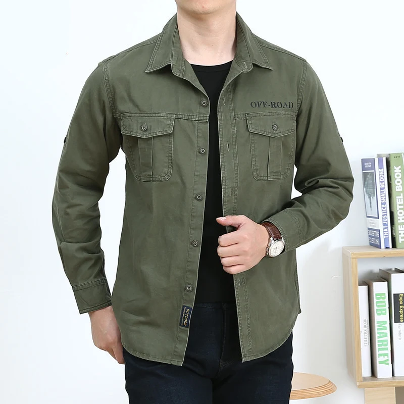 Herren Hemdjacke im Utility-Style mit Brustpattentaschen und Offroad-Stickerei Nord Taschen