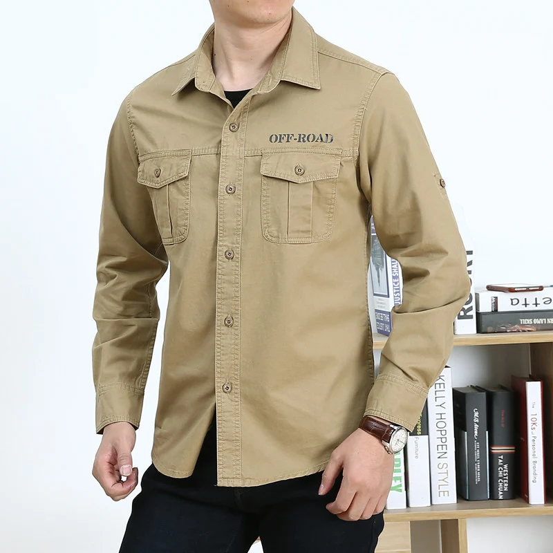 Herren Hemdjacke im Utility-Style mit Brustpattentaschen und Offroad-Stickerei Nord Taschen