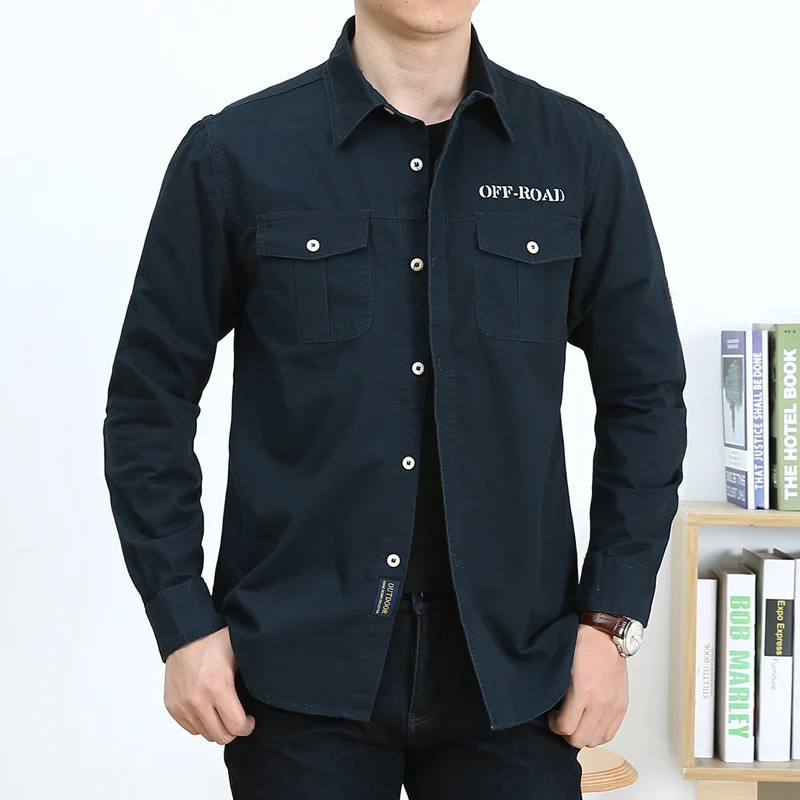 Herren Hemdjacke im Utility-Style mit Brustpattentaschen und Offroad-Stickerei Nord Taschen