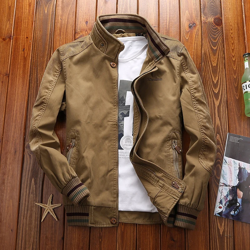 Herren Harrington-Style Übergangsjacke mit Stehkragen und gerippten Bündchen Nord Taschen