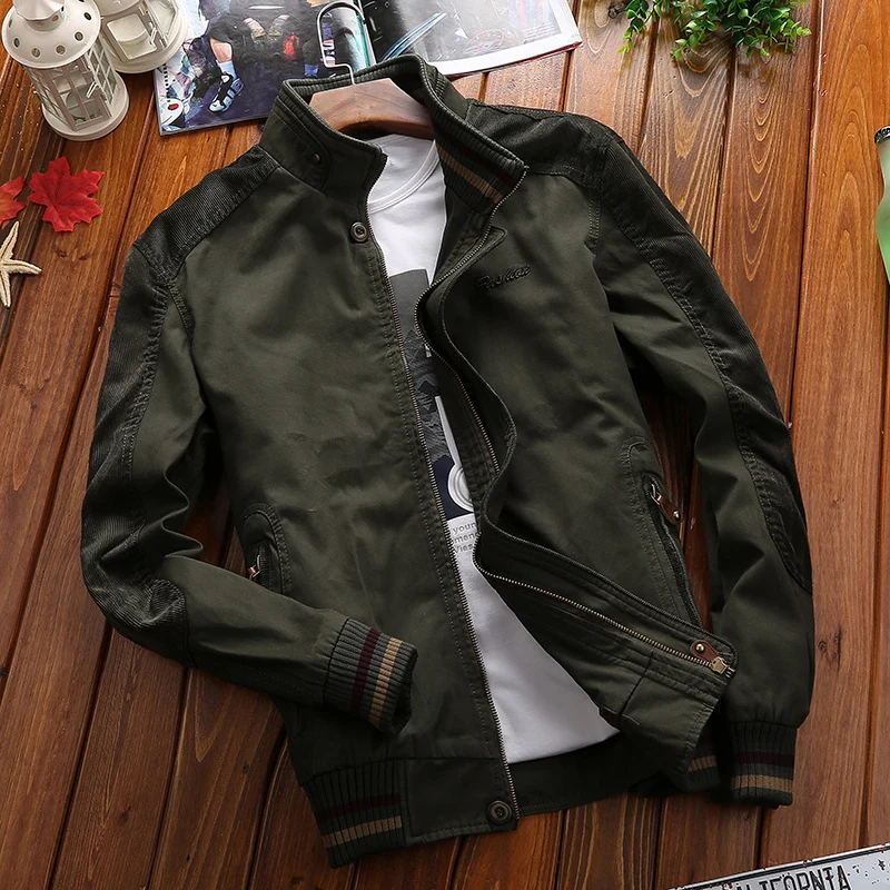 Herren Harrington-Style Übergangsjacke mit Stehkragen und gerippten Bündchen Nord Taschen