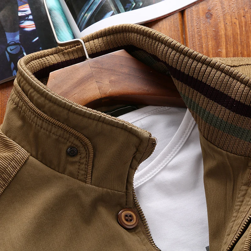 Herren Harrington-Style Übergangsjacke mit Stehkragen und gerippten Bündchen Nord Taschen