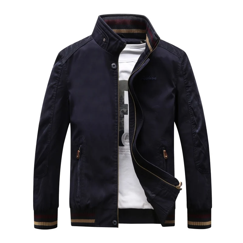 Herren Harrington-Style Übergangsjacke mit Stehkragen und gerippten Bündchen Nord Taschen