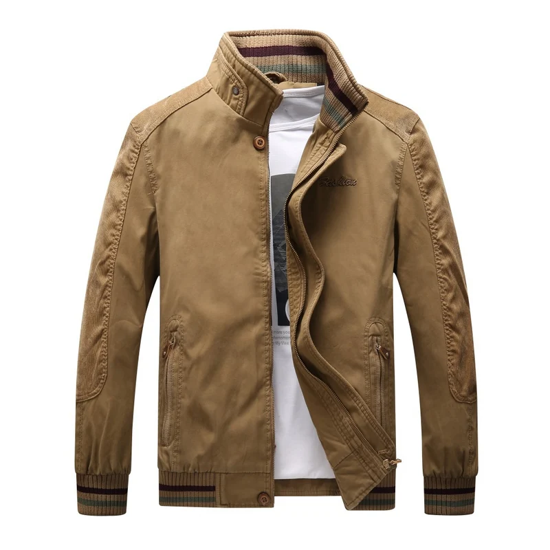 Herren Harrington-Style Übergangsjacke mit Stehkragen und gerippten Bündchen Nord Taschen