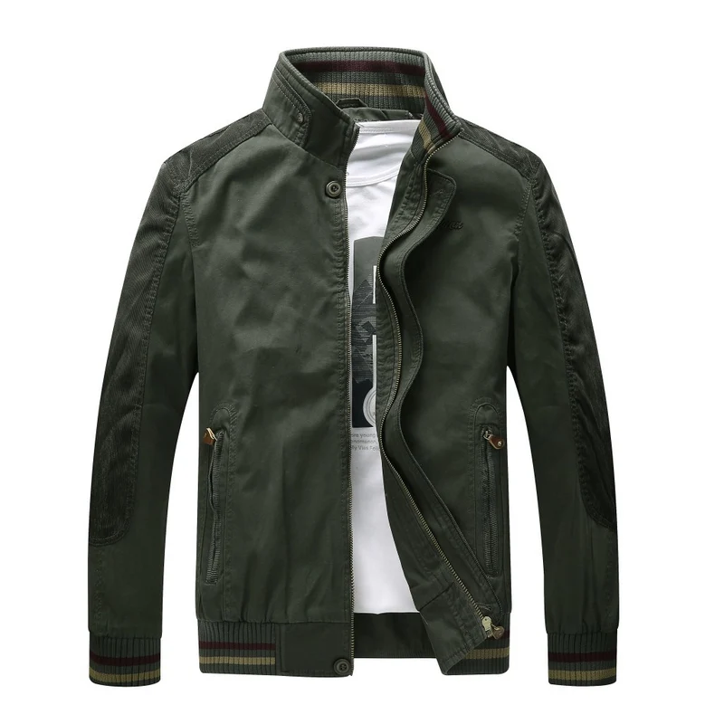 Herren Harrington-Style Übergangsjacke mit Stehkragen und gerippten Bündchen Nord Taschen