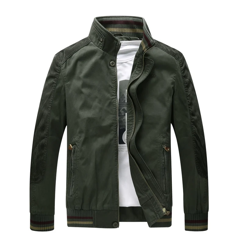 Herren Harrington-Style Übergangsjacke mit Stehkragen und gerippten Bündchen Nord Taschen