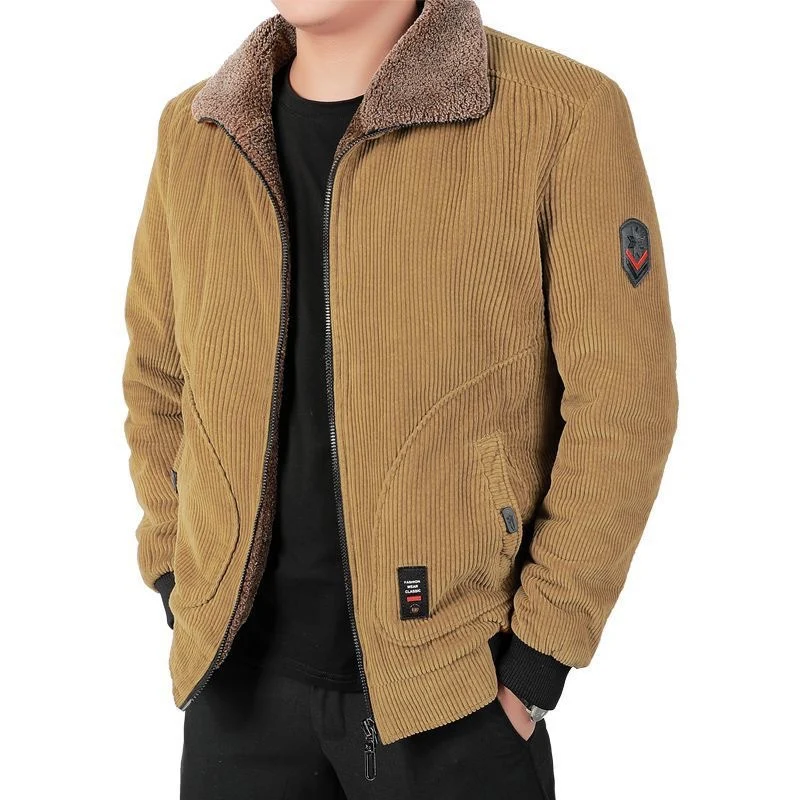 Herren Grobcord-Blouson mit Sherpa-Kragen, Reißverschluss und Utility-Taschen Nord Taschen