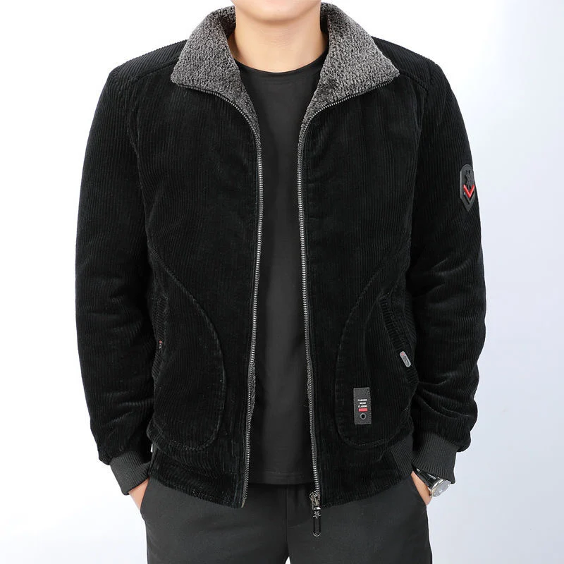 Herren Grobcord-Blouson mit Sherpa-Kragen, Reißverschluss und Utility-Taschen Nord Taschen