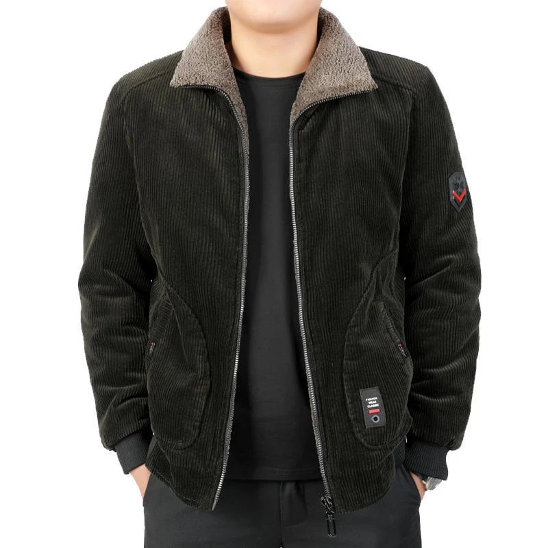 Herren Grobcord-Blouson mit Sherpa-Kragen, Reißverschluss und Utility-Taschen Nord Taschen