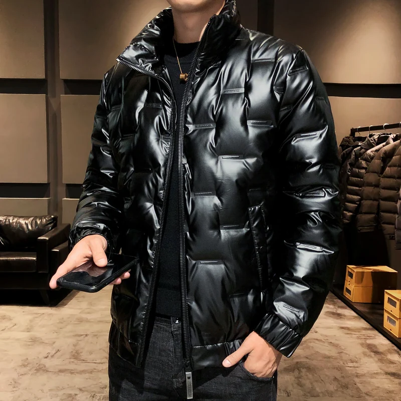 Herren Glänzende Thermo‑Steppjacke mit Quadratquilt und hochschließendem Stehkragen Nord Taschen