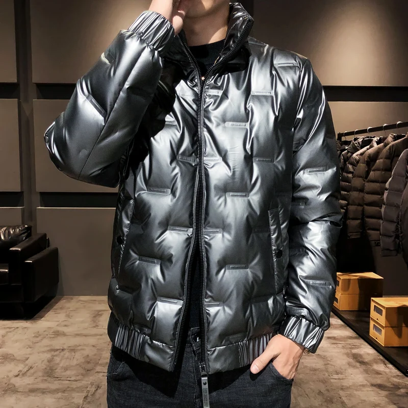 Herren Glänzende Thermo‑Steppjacke mit Quadratquilt und hochschließendem Stehkragen Nord Taschen