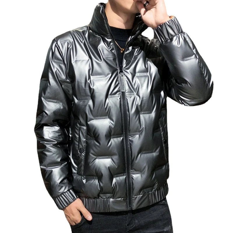 Herren Glänzende Thermo‑Steppjacke mit Quadratquilt und hochschließendem Stehkragen Nord Taschen