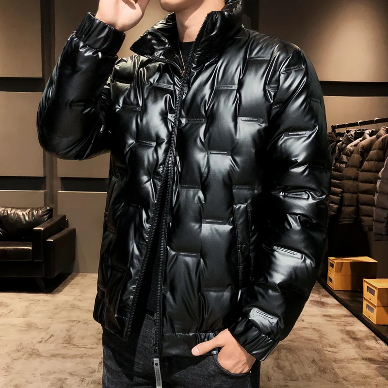 Herren Glänzende Thermo‑Steppjacke mit Quadratquilt und hochschließendem Stehkragen Nord Taschen