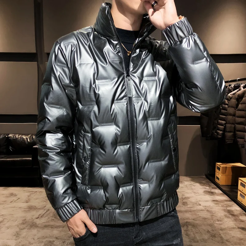 Herren Glänzende Thermo‑Steppjacke mit Quadratquilt und hochschließendem Stehkragen Nord Taschen