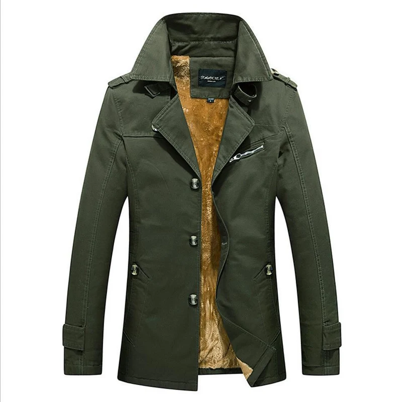 Herren Kurzmantel mit Teddyfleece Innenfutter, Stehkragen und zweireihiger Knopfleiste Nord Taschen