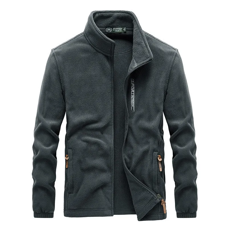 Herren Fleecejacke mit hochschließendem Kragen, Reißverschlusstaschen und windschutzblende Nord Taschen