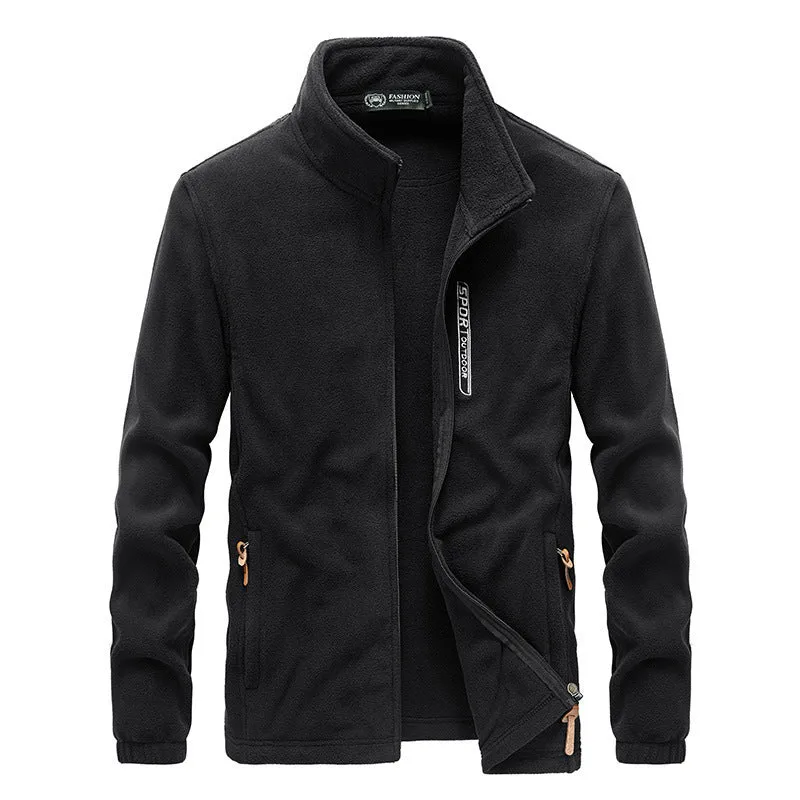 Herren Fleecejacke mit hochschließendem Kragen, Reißverschlusstaschen und windschutzblende Nord Taschen