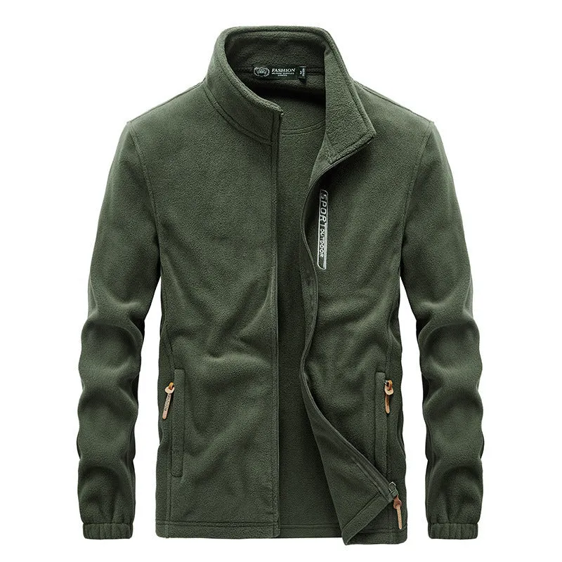 Herren Fleecejacke mit hochschließendem Kragen, Reißverschlusstaschen und windschutzblende Nord Taschen