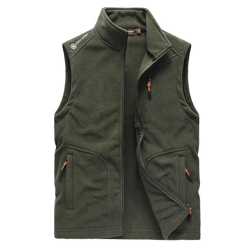 Herren Fleece-Weste mit Stehkragen, Reißverschlusstaschen und windabweisender Front Nord Taschen