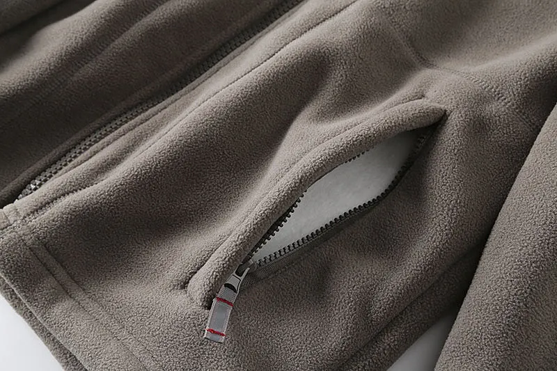 Herren Fleece-Outdoorjacke mit Teddyfleece-Innenlage, Stehkragen und Reißverschluss Nord Taschen