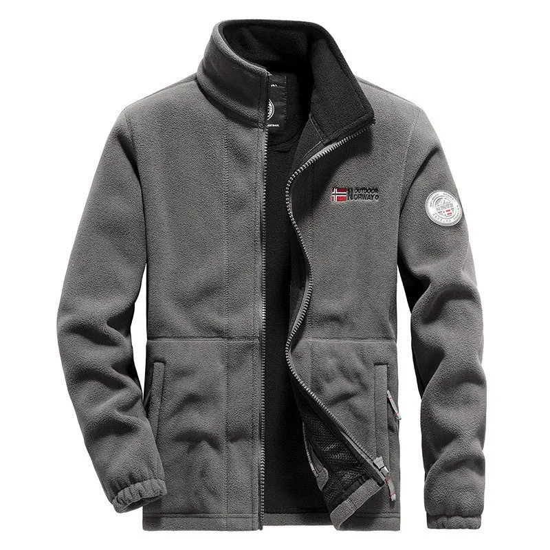 Herren Fleece-Outdoorjacke mit hohem Kragen, durchgehendem Reißverschluss und atmungsaktiver Microfleece-Fütterung Nord Taschen