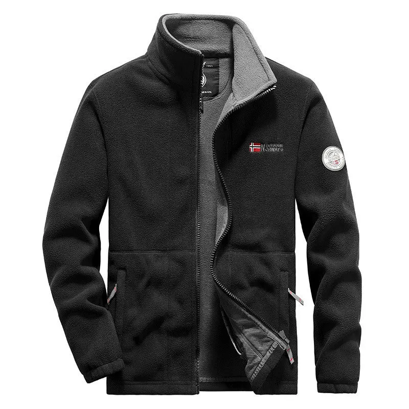 Herren Fleece-Outdoorjacke mit hohem Kragen, durchgehendem Reißverschluss und atmungsaktiver Microfleece-Fütterung Nord Taschen
