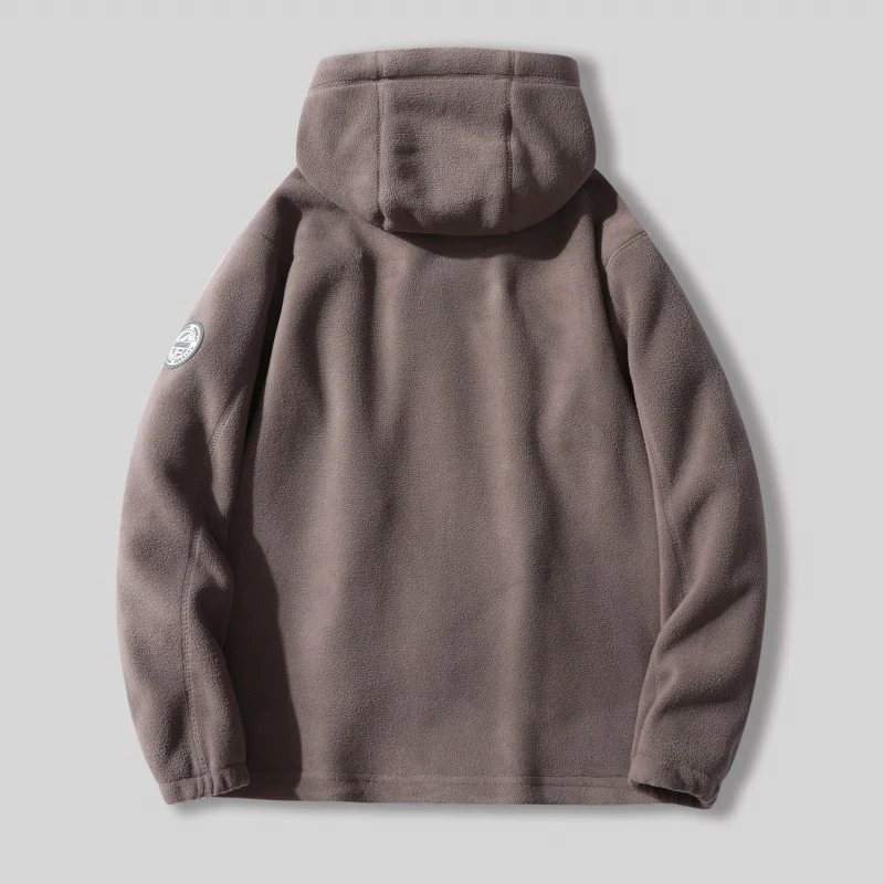 Herren Fleece-Kapuzenjacke mit Teddyfutter, durchgehendem Reißverschluss und Utility-Taschen Nord Taschen