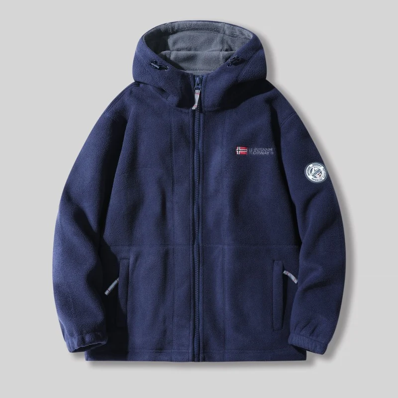 Herren Fleece-Kapuzenjacke mit Teddyfutter, durchgehendem Reißverschluss und Utility-Taschen Nord Taschen