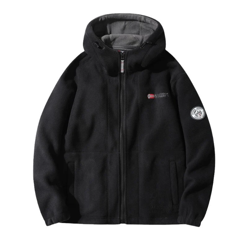 Herren Fleece-Kapuzenjacke mit Teddyfutter, durchgehendem Reißverschluss und Utility-Taschen Nord Taschen