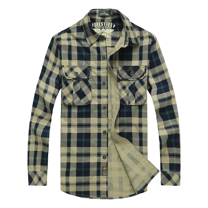 Herren kariertes Overshirt-Arbeitshemd mit Pattentaschen und durchgehender Knopfleiste Nord Taschen