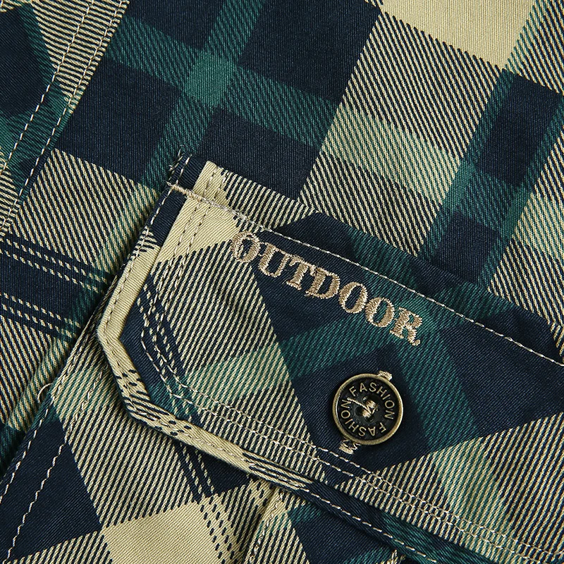 Herren kariertes Flanellhemd im Worker‑Style mit Brustpattentaschen Nord Taschen