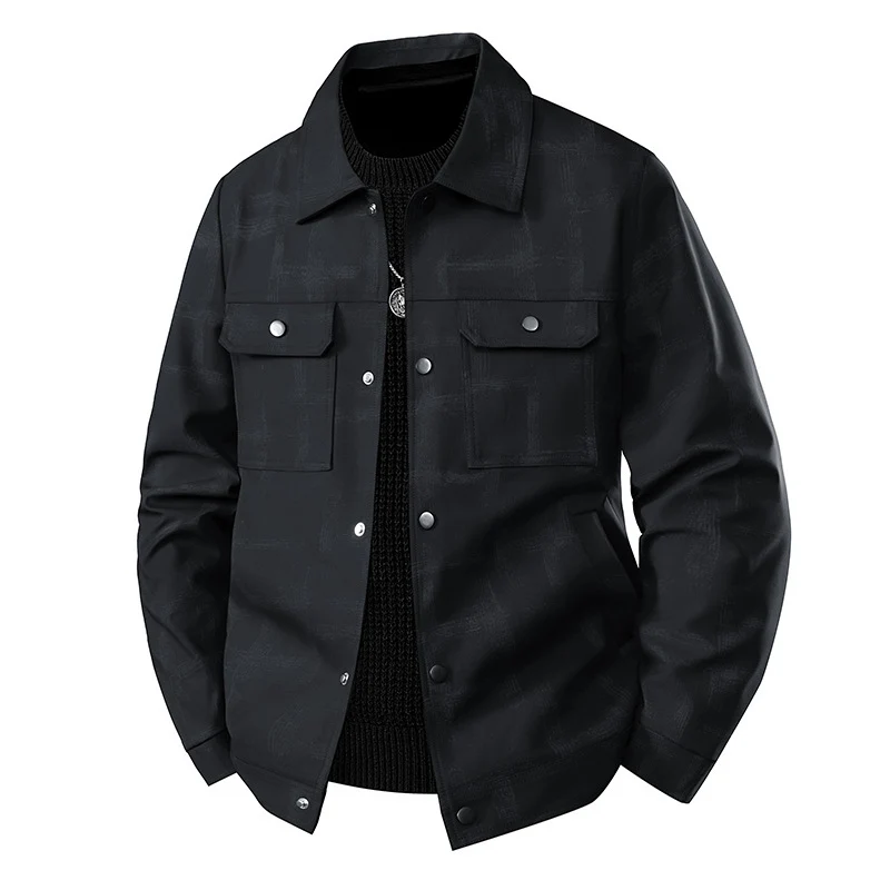 Herren Leichte Overshirt-Jacke mit dezenter Reptilprägung und Druckknopfverschluss Nord Taschen